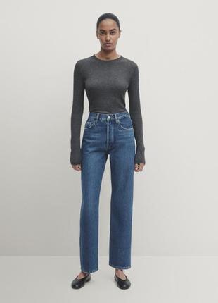 Темно-синие джинсы massimo dutti premium с высокой посадкой