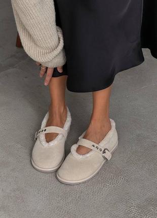 Замшевые балетки barefoot с мехом
