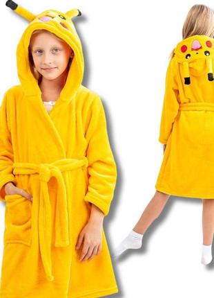 Халати для хлопчиків, халат пікачу, дитячий халат пікачу, дитячий халат з м'якої махри, теплий дитячий халат