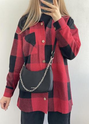 Жіноча кашемірова сорочка у клітинку з капюшоном