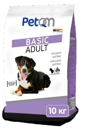 Petqm dogs basic with lamb & rice 10 kg сухий корм для собак з ягням та рисом