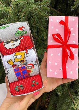 Жіночі шкарпетки, набір жіночих новорічних шкарпеток 36-41 5 пар у подарунковій коробці pro_355