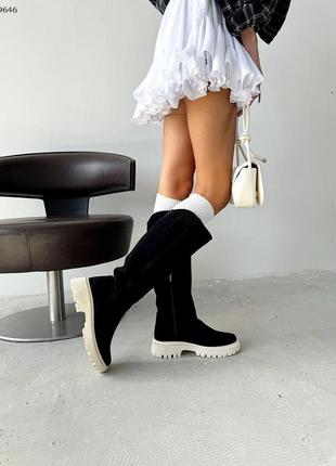 Шикарные натуральные сапоги-трубы