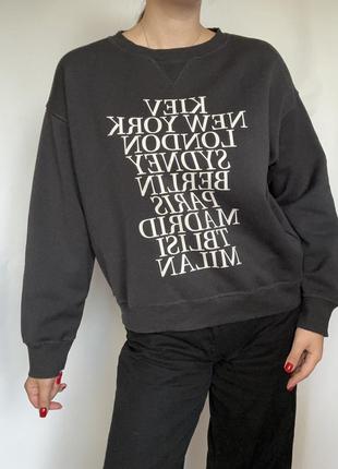 Толстовка худи на флисе с надписью h&amp;m