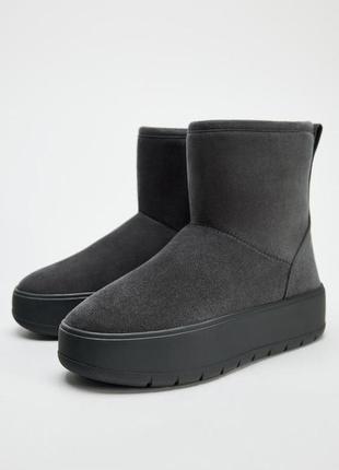 Ботинки угги на платформе с искусственным мехом zara