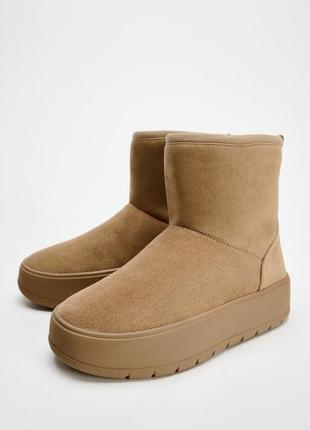 Ботинки угги на платформе с искусственным мехом zara