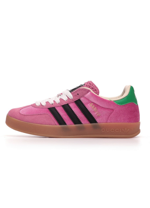 Женские кроссовки adidas gazelle indoor pink green