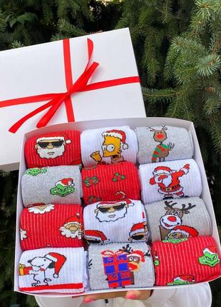Подарочный бокс новогодних женских носков на 12 пар 36-41 г pro_630