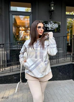 Теплый комплект, худи на флисе + утепленные леггинсы, размеры от 50 до 56