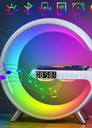 Настольная смарт лампа ночник rgb g-smart light с беспроводной зарядкой 10w и...