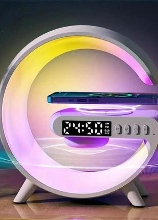 Настольная смарт лампа ночник rgb g-smart light с беспроводной зарядкой 10w и...