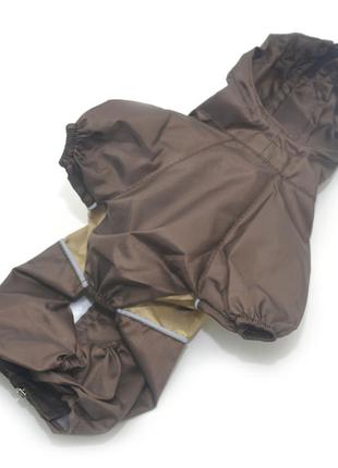 Одяг для собак дощовик плащовий коричневий2 фото