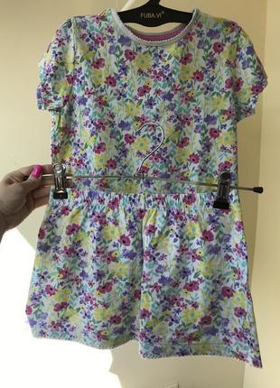 Коттоновая пижама футболка и шорты для девочки 8-9 лет (возможен обмен)