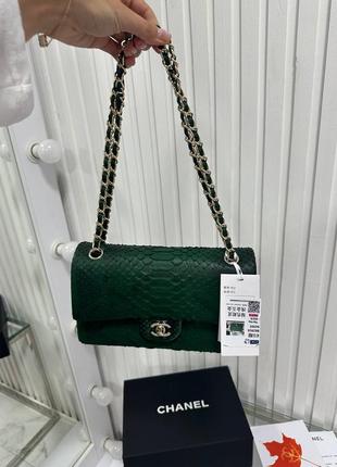 Сумка в стиле chanel питон зеленый беж5 фото