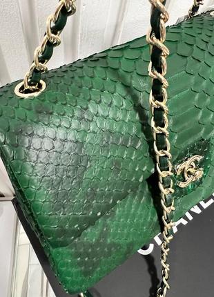 Сумка в стиле chanel питон зеленый беж4 фото