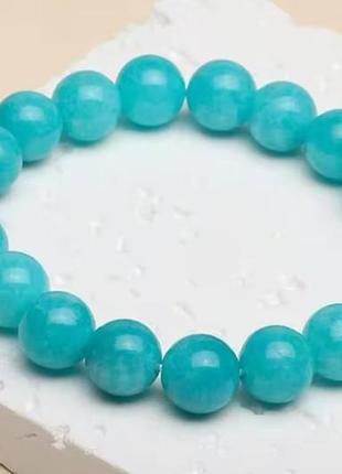 Жіночий браслет на руку бразилерія — стильний браслет блакитного кольору амазонит — натуральний камінь