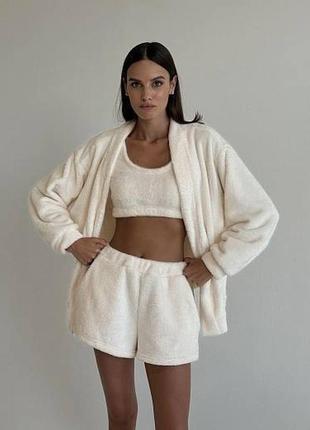 Махровая пижама тройка