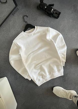 Утеплений на флісі білий світшот кофта преміум якості