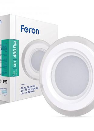 Светодиодная панель со стеклом feron al2110 6w 5000k