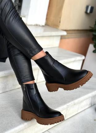 Женские демисезонные ботинки на флисе из натуральной кожи, зимние кожаные ботинки на змейке