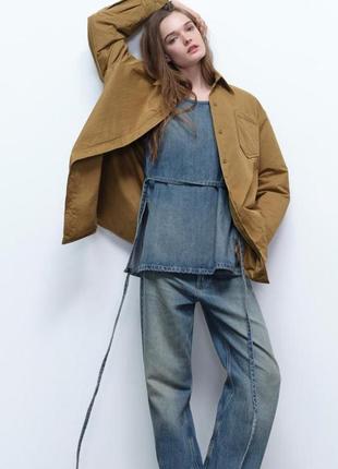 Стьобана куртка-сорочка з непромокальної тканини zara3 фото