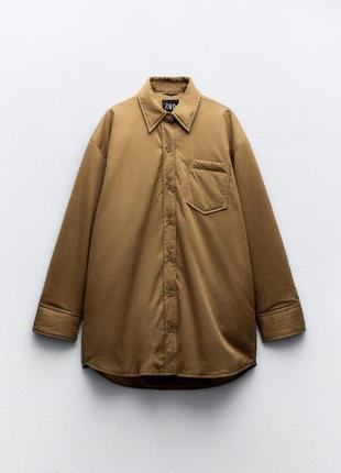 Стьобана куртка-сорочка з непромокальної тканини zara6 фото