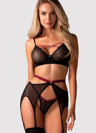 Комплект белья прозрачный с поясом obsessive novenes set