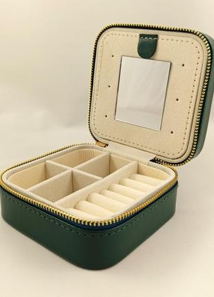 Органайзер для хранения ювелирных изделий, бижутерии и украшений зеленый1 фото