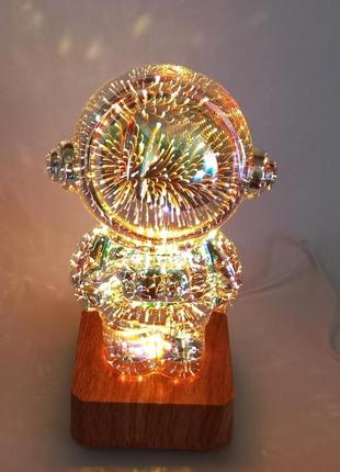 Светодиодный стекляный 3d ночник фейерверк астронавт 20 см c67117