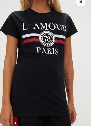 Черная футболка l'amour от pretty little things