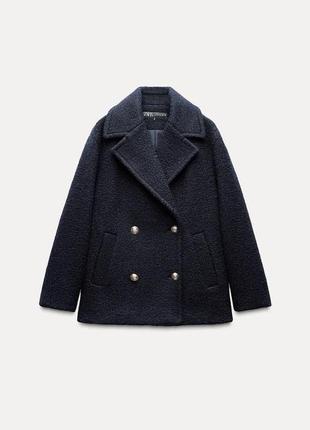 Двубортное пальто из букле zara