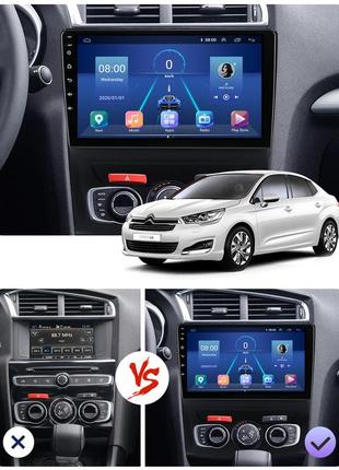 Штатна магнітола 10" lesko для citroen c4 ii рестайлінг 2015-н.в. 6/128gb 4g wi-fi gps top ситроен3 фото