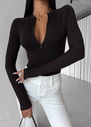 Боди женский качественный вискоза / женский стильный боди на замке на длинный рукав / боди цвет темный шоколад / осенние боди / боди есть обмен