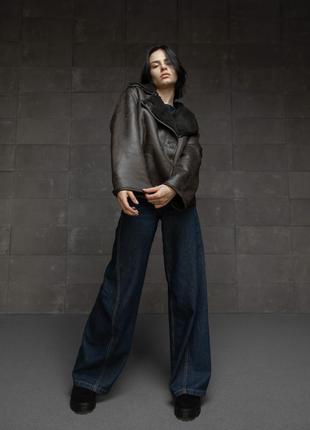 Дубленка zara черный мех