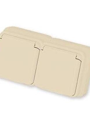 Розетка 2-а з кришкою gunsan misya зовнішня кремова (подвійна)