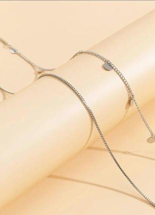 Модное украшение на талию, цепочка на талию, тонкий двуйный пояс-цепочка (серебристый )