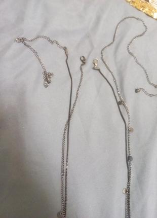 Модное украшение на талию, цепочка на талию, тонкий двуйный пояс-цепочка (серебристый )