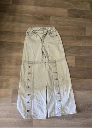 Светлые широкие джинсы брюки на резинке с пуговицами необычные #vdr модные для подростков xs s