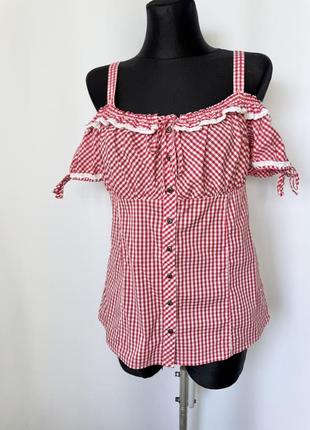 Блуза в карту виші баварська блузка топ myhailys червона біла картата відкриті плечі дирдль