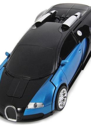 Машинка радиоуправляемая трансформер robot car bugatti size12 синяя |робот-трансформер на радиоуправлении 1:123 фото