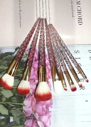 8 шт пензлі набір для макіяжу shimmer red/gold probeauty