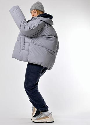 Пуховик жіночий короткий, сірий