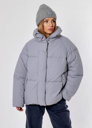 Пуховик жіночий короткий, сірий