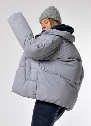 Пуховик жіночий короткий, сірий