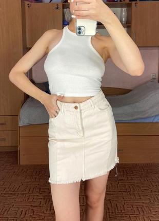 Нежно розовая джинсовая юбка new look, джинсовая юбка, new look
