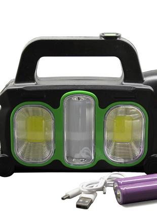 Ліхтарик з акумулятором і сонячною батареєю зелений4 фото
