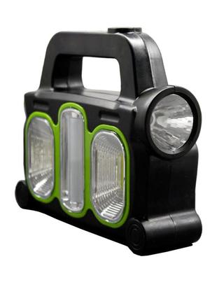 Ліхтарик з акумулятором і сонячною батареєю зелений2 фото