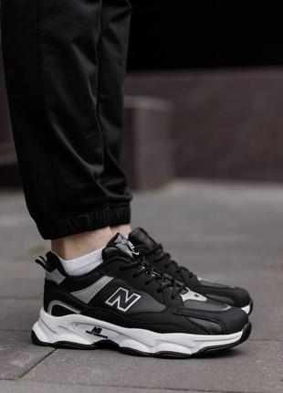 Мужские кожаные черные кроссовки люкс качества