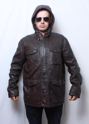 Мужская кожаная куртка коричневая натуральная m65 conbipel италия