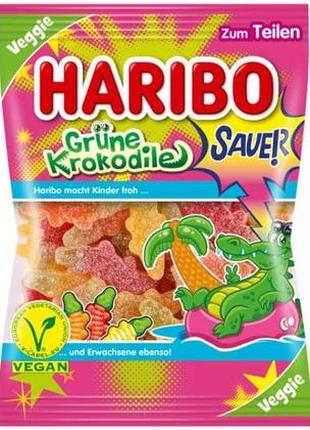 Конфеты желейные haribo grune krokodile, 175г, германия, конфеты жевательные мармеладные